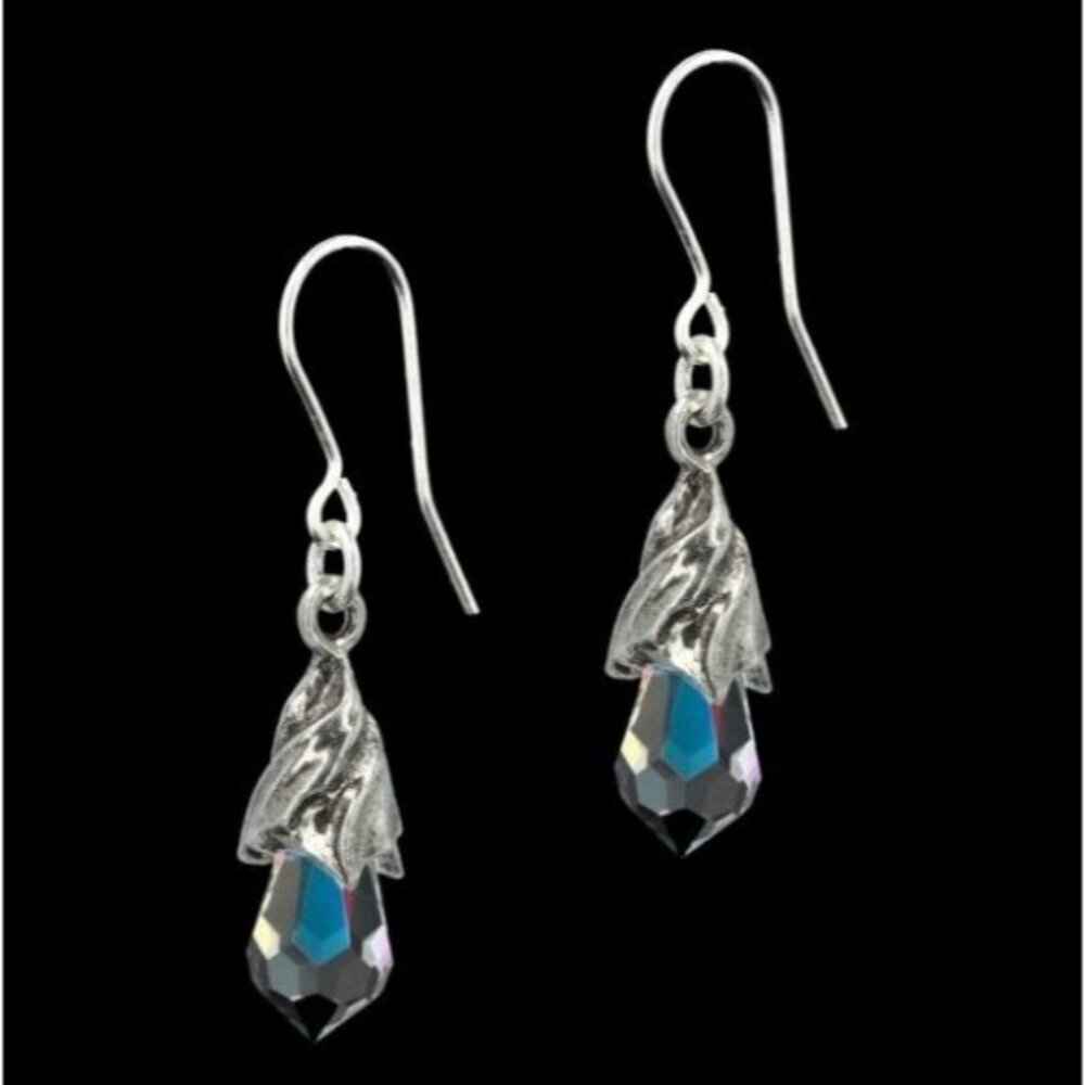 Alchemy Gothic ✦ Empyrean Tear Crystal Drop Earrings ✦ Pewter Mount Celestial